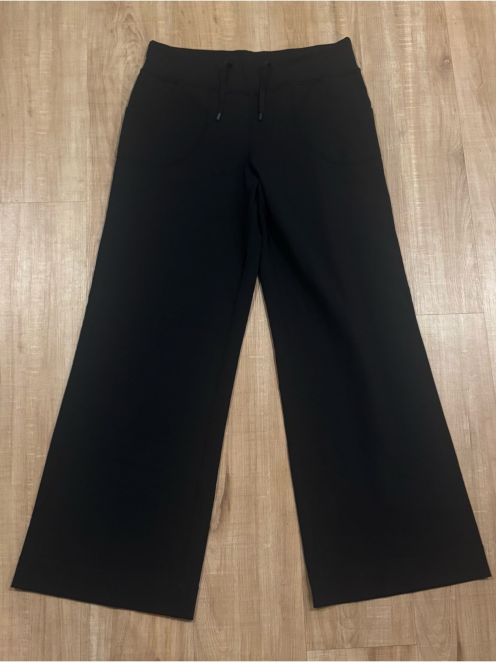 Lululemon Black Wide Leg Yoga Pants Drawstring High Rise Lounge - Picture 2 of 11